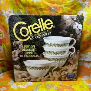 Corelle Spring Blossom Crazy Daisy Coffee Cups set of 4 Vintage NEW IN BOX